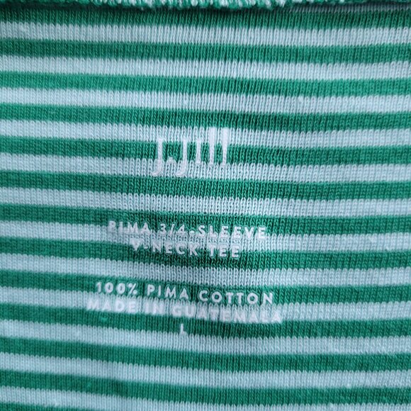 J.Jill Striped 3/4 sleeve V-neck tee, size large - Picture 2 of 6
